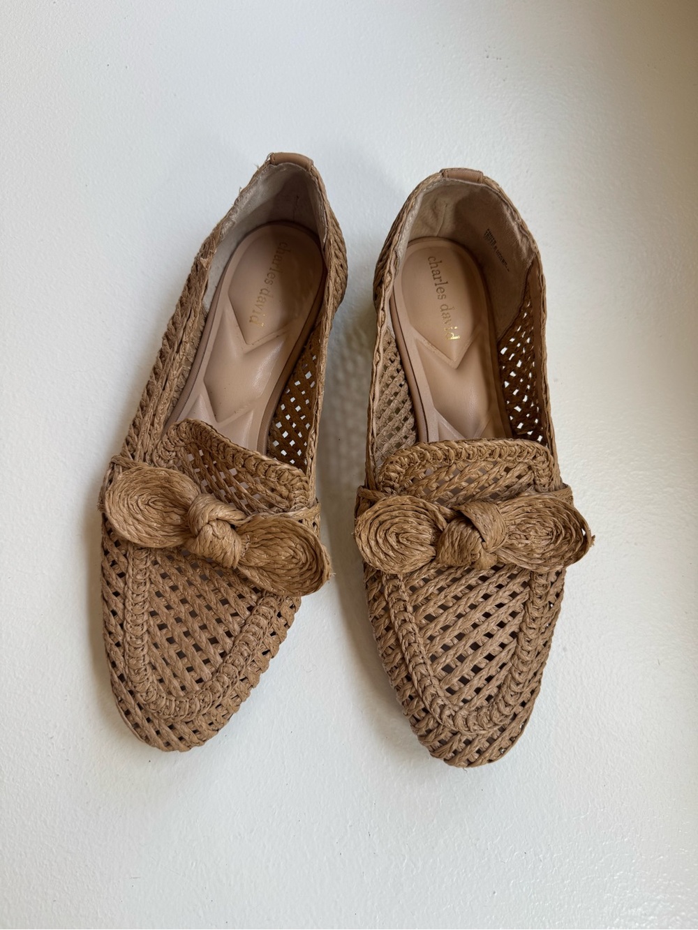 Charles David Finite Woven Raffia Flat Loafer - Size 8.5